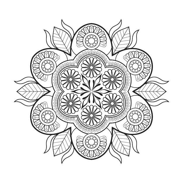 Patrón de flores de mandala en estilo mehndi para colorear la página del libro Mandala islámica de estilo étnico indio