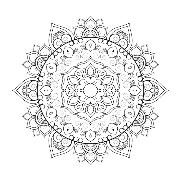 Patrón de flores de mandala en estilo mehndi para colorear la página del libro mandala islámica de estilo étnico indio