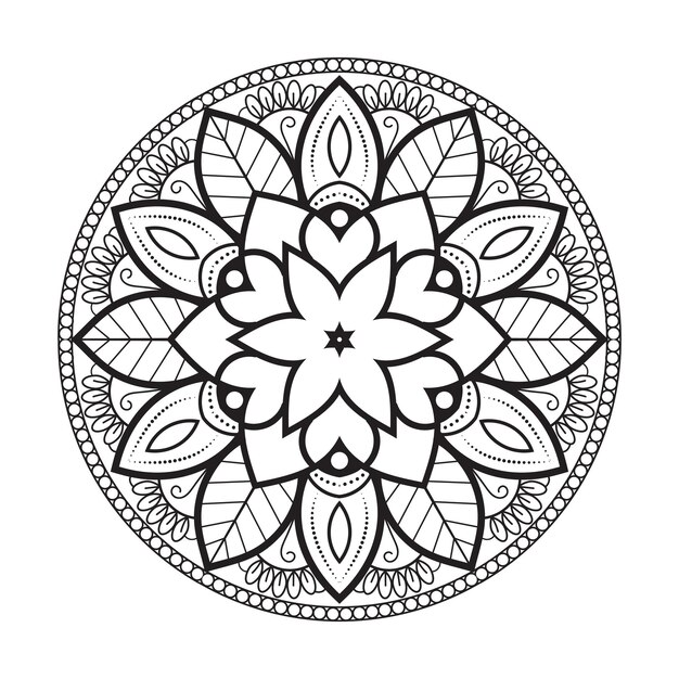 Patrón de flores de mandala en estilo mehndi para colorear la página del libro Mandala islámica de estilo étnico indio