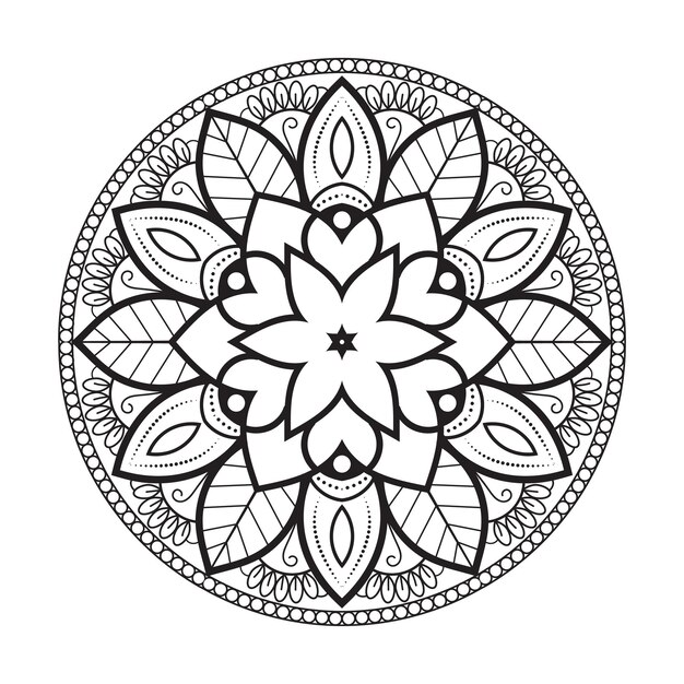 Patrón de flores de mandala en estilo mehndi para colorear la página del libro mandala islámica de estilo étnico indio