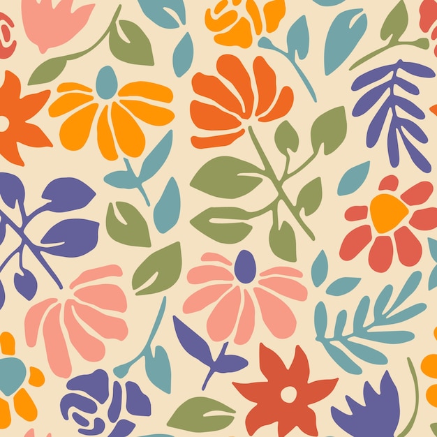 Patrón de flores maravilloso de diseño plano