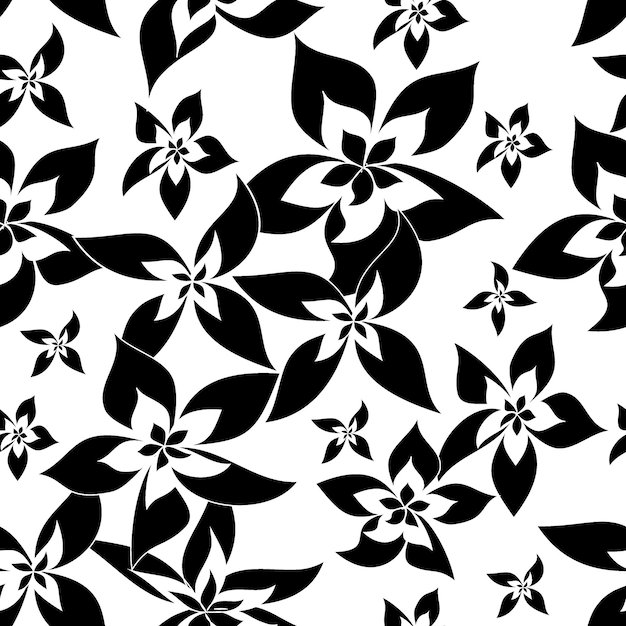 Vector patrón de flores monocromo