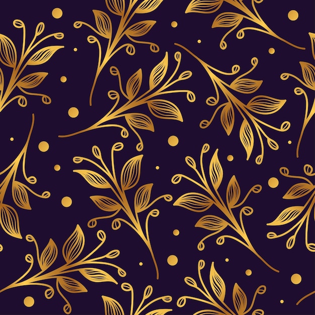 Vector patrón de flores de oro con estilo dibujado a mano patrón floral exótico sin costuras para papel tapiz de moda papel de envolver fondo tela textil prendas de vestir y diseño de tarjetas