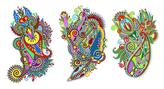 Patrón de flores de paisley en estilo étnico floral decorativo indio