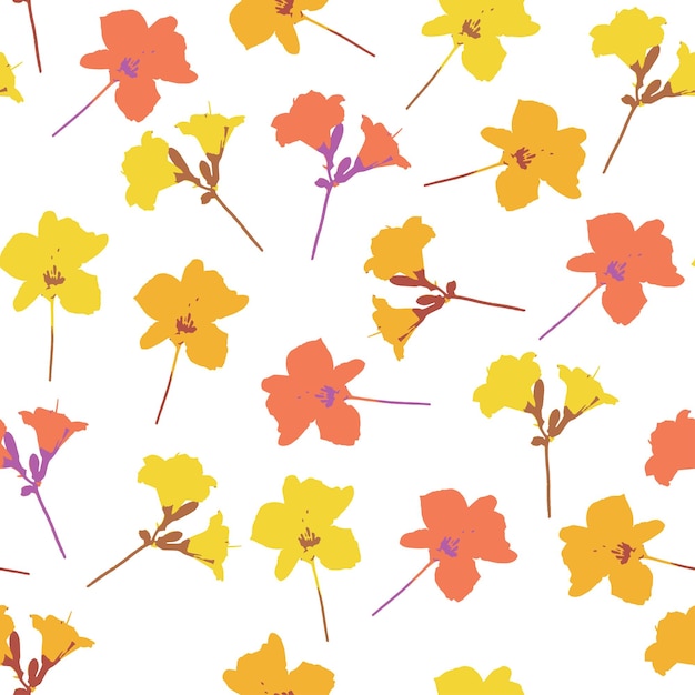 Vector patrón de flores pequeñas mixtas sin costuras sobre fondo blanco para tela de moda