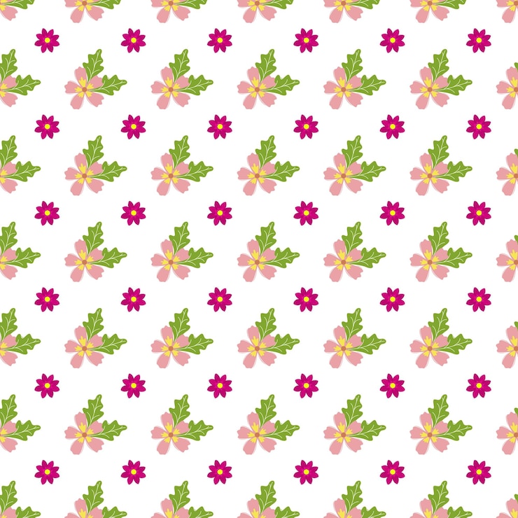 Vector patrón de flores pequeñas planas y coloridas de vector libre