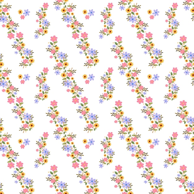 Patrón de flores pequeñas planas y coloridas de vector libre