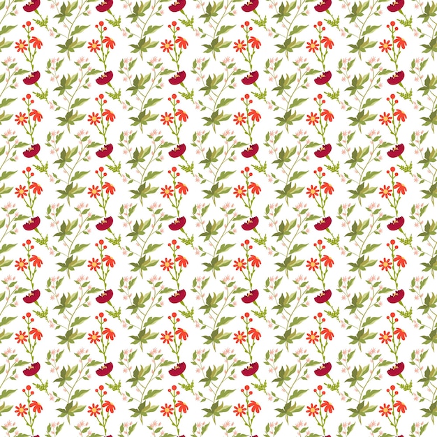 Patrón de flores pequeñas planas de vector libre