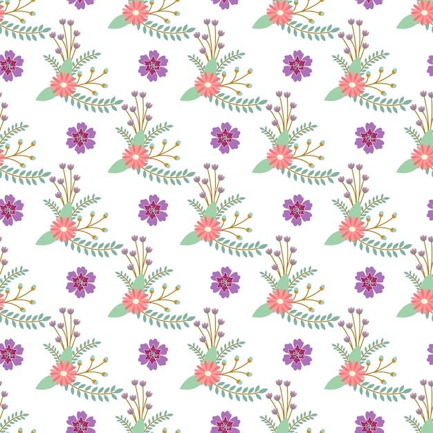 Patrón de flores planas planas orgánicas
