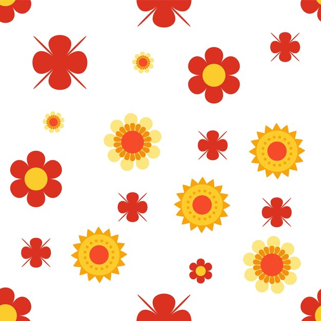 Patrón de flores rojas y amarillas