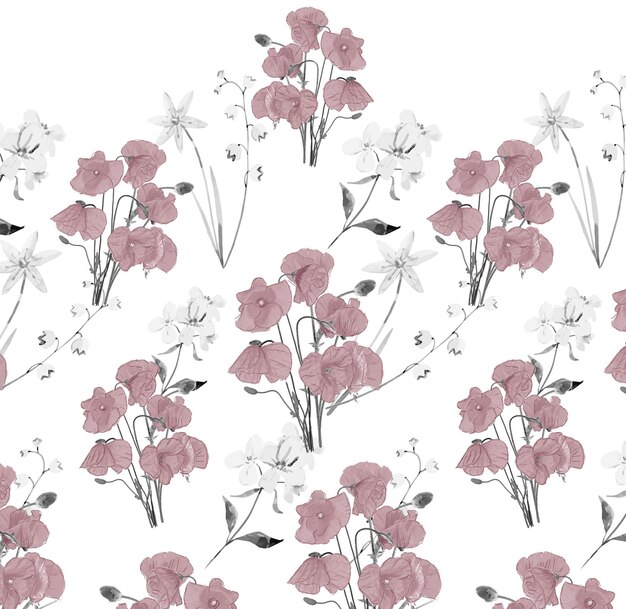 Patrón de flores textiles digitales