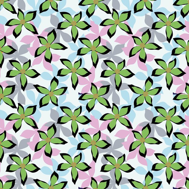 Patrón de flores tropicales abstractas sin costuras Ilustración vectorial