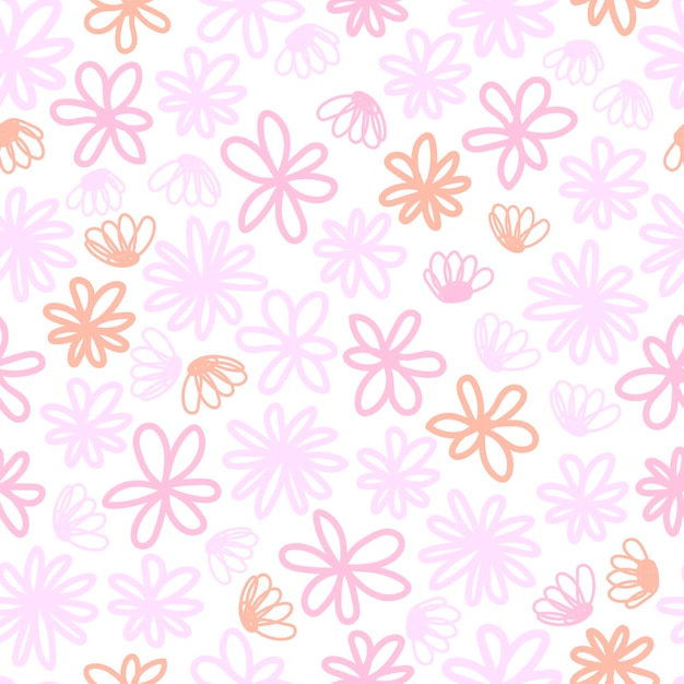 Patrón de flores de vector simple en estilo abstracto sobre fondo blanco