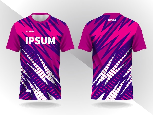 patrón de fondo abstracto rosa púrpura para el diseño y la maqueta de la camiseta deportiva vista delantera y trasera