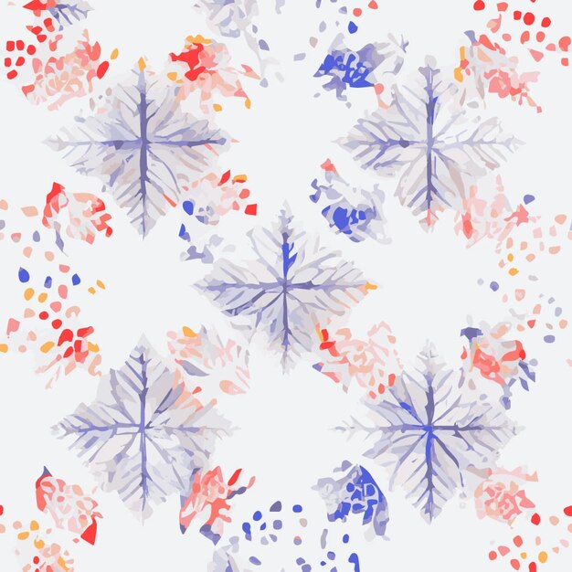 Vector patrón de fondo de acuarela de copos de nieve de decoración navideña sin costuras colección newyear