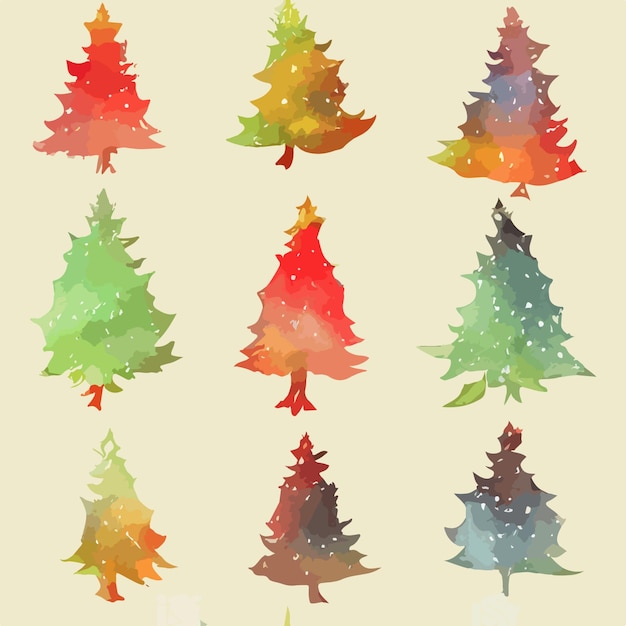 Patrón de fondo de árbol de acuarela de decoración de árbol de Navidad perfecta colección Newyear