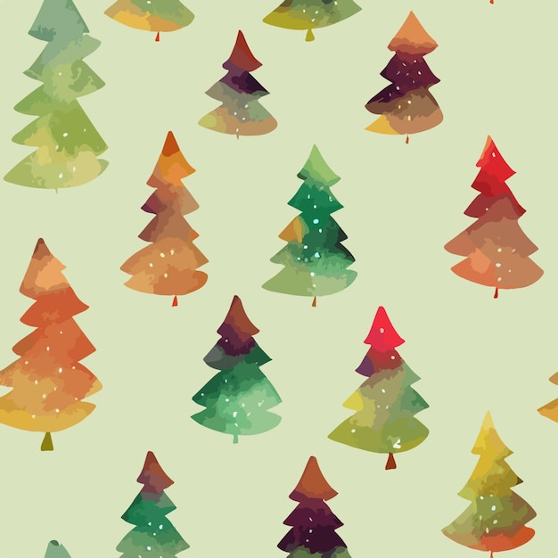 Patrón de fondo de árbol de Navidad de acuarela de decoración de árbol de Navidad transparente vacaciones de invierno