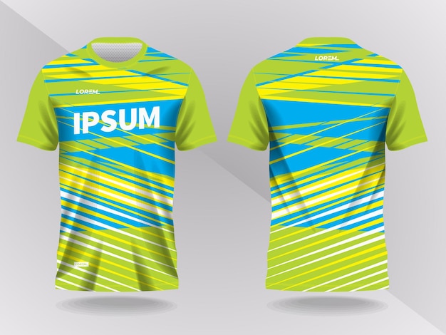 patrón de fondo azul y amarillo para el diseño de plantilla de maqueta de camiseta deportiva