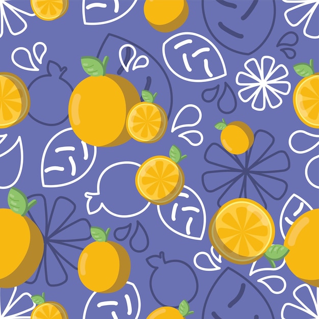 Vector patrón de fondo de color con naranjas y hojas vector