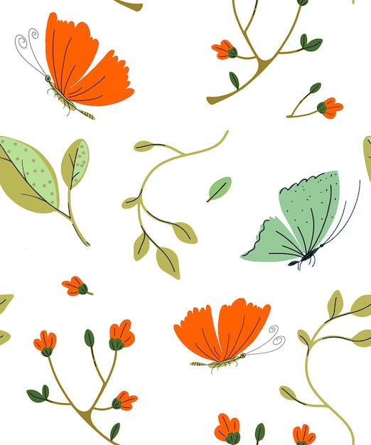Patrón de fondo de flores de terracota y tonos verdes primavera otoño ramo vintage