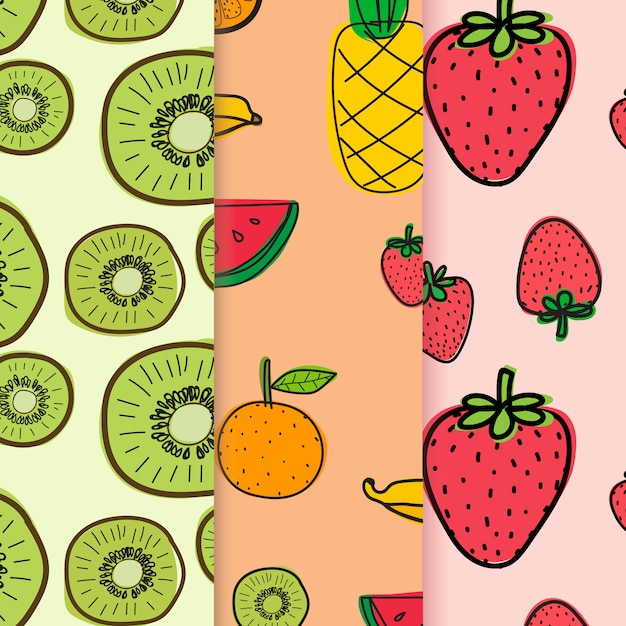 Vector patrón con fondo de fruta doodle dibujado a mano