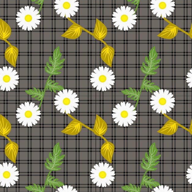 Patrón de fondo de guinga sin costuras con una combinación de motivos florales Patrón floral sin costuras