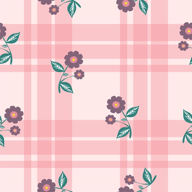 Vector patrón de fondo de guinga sin costuras con una combinación de motivos florales patrón floral sin costuras