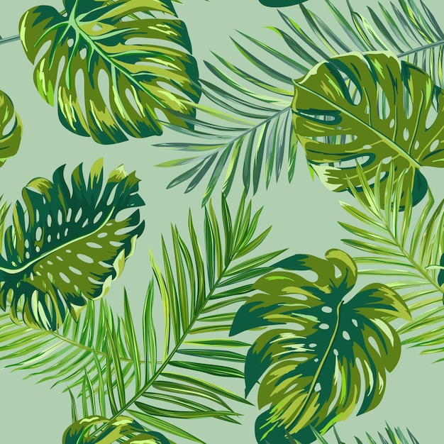 Patrón de fondo de hojas de palmera oscura retro, textura de ilustración de selva tropical en vector para papel tapiz, impresión, folleto, diseño