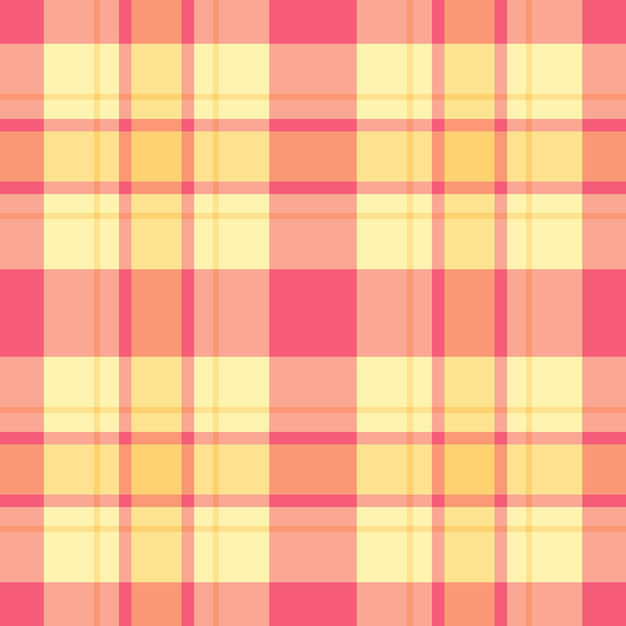 Patrón de fondo liso, textura de dama a cuadros, chequeo sin costuras, tela textil de dientes de perro, tartan vectorial en colores rojo y amarillo