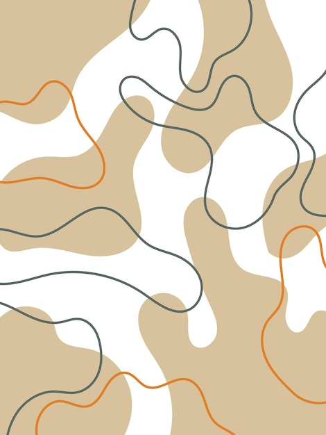 Patrón de fondo minimalista abstracto con formas orgánicas y líneas onduladas en beige neutro