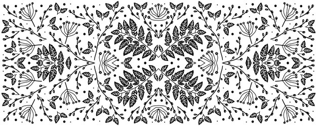 Patrón de fondo monocromo con hojas de otoño Banner vintage para decoración