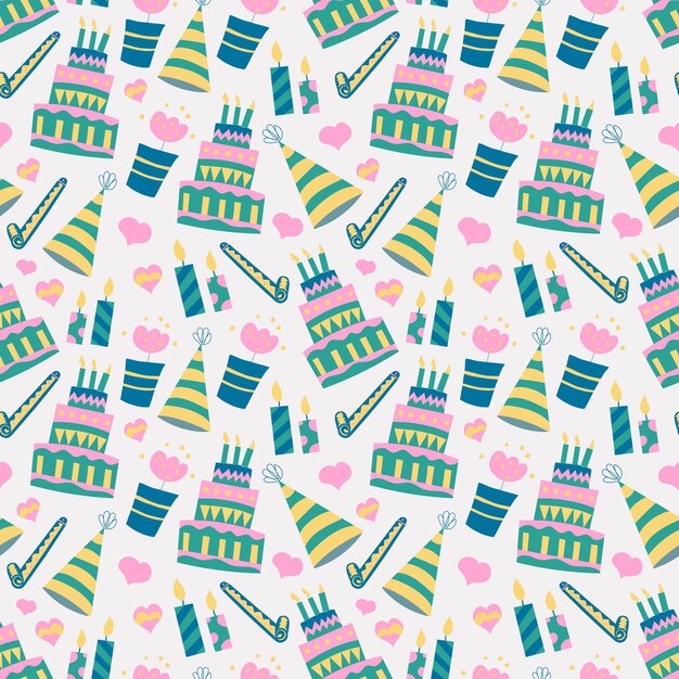 Patrón de fondo de pastel de cumpleaños en vector