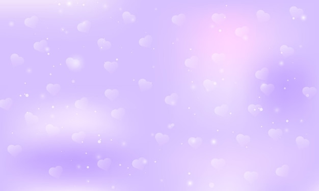 Patrón de fondo de San Valentín de fantasía vectorial en colores pastel cielo púrpura con estrellas y corazones