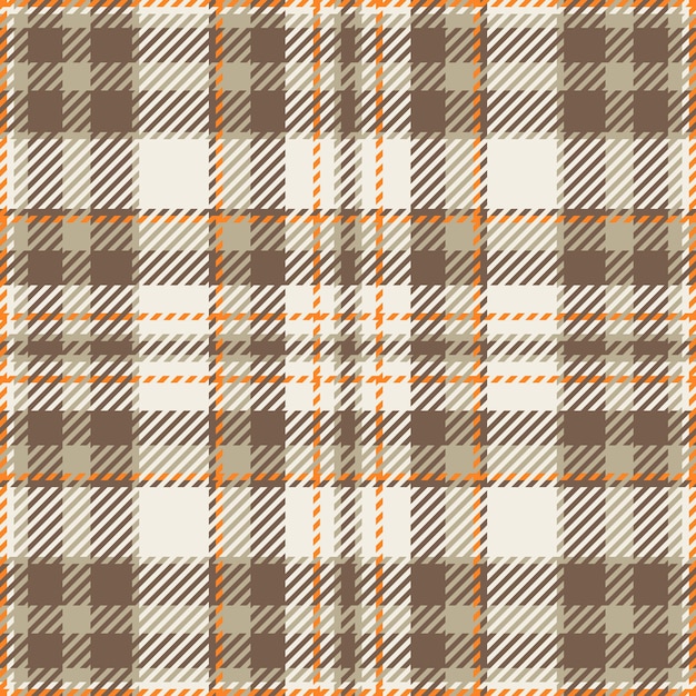 El patrón de fondo de la superficie verifica la textura del diseño, el vector sin costuras, el tejido Argyle, la tela tartan a cuadros en colores naranja y blanco.