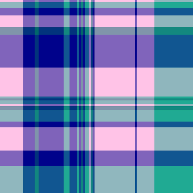 Patrón de fondo de tela de control de tartan de textura con un cuadrado vectorial textil sin costura en colores pastel e índigo