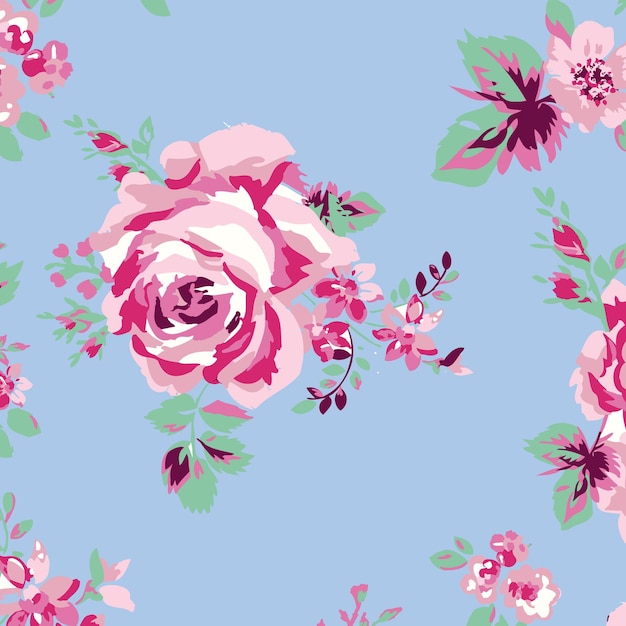 Patrón de fondo transparente floral vintage. Rosa, amapola para estampado de moda. estilo libertad.