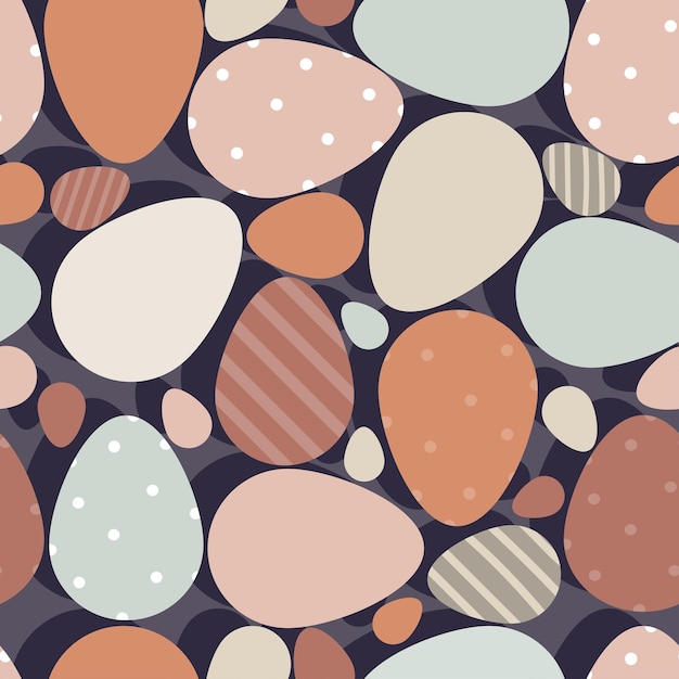 Patrón de fondo transparente geométrico abstracto con vector de colores neutros orgánicos de huevos de Pascua