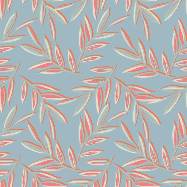 Patrón de fondo de vector de dibujos animados de hojas tropicales hermosas transparente