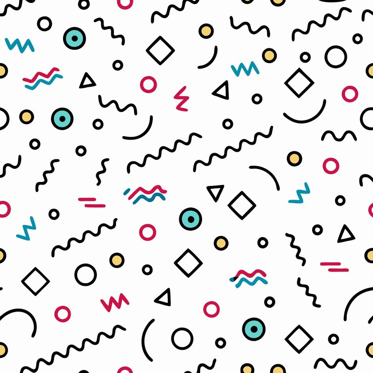 Vector patrón de formas geométricas con acentos de colores sobre un fondo blanco
