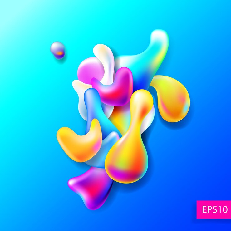 Vector patrón de formas de gotas de plasma colorido brillante abstracto aislado sobre fondo transparente para banner
