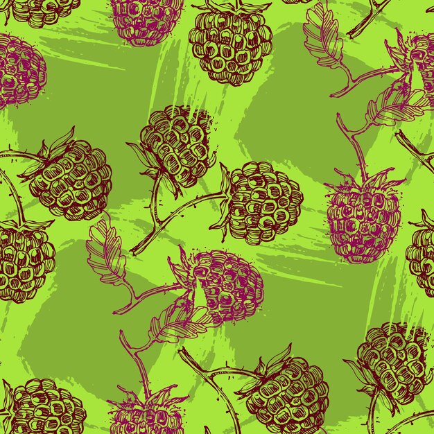 Patrón de frambuesa sin costuras con bayas de verano en el fondo Cubierta de primavera Papel de pared tropical en el fondo Invitación de boda