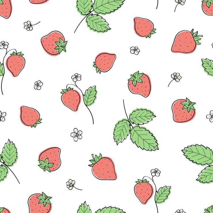 Patrón de fresa sin costuras con hojas Fondo vectorial con fresas dulces de verano