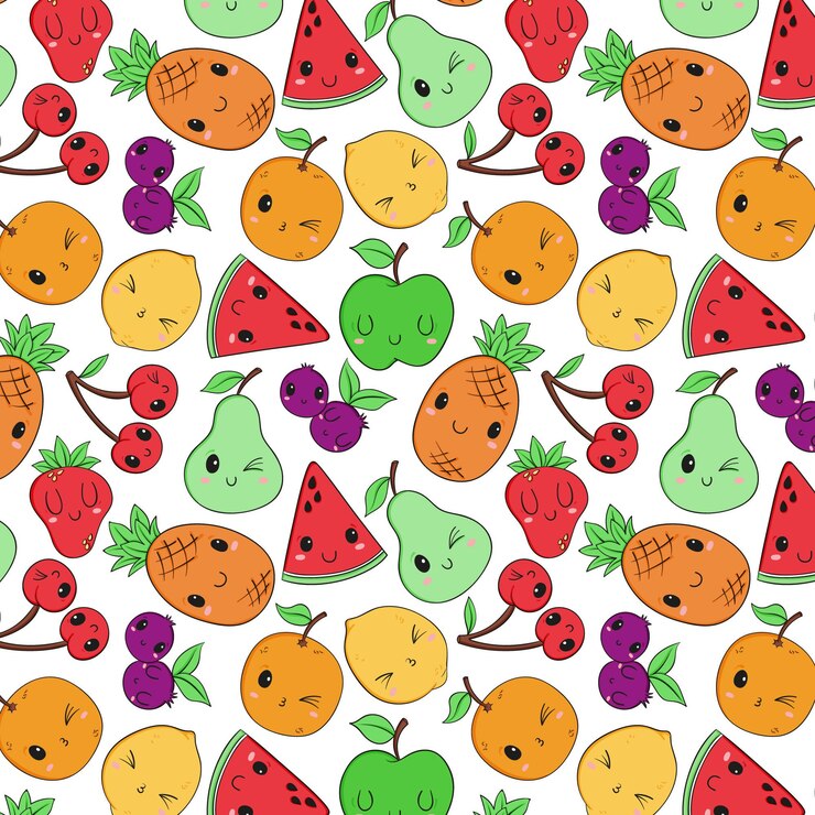 patrón de fruta en estilo de dibujo a mano