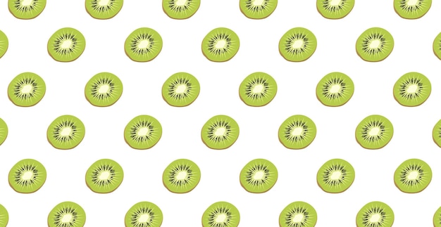 Patrón de fruta de kiwi panorámica sobre fondo blanco vector