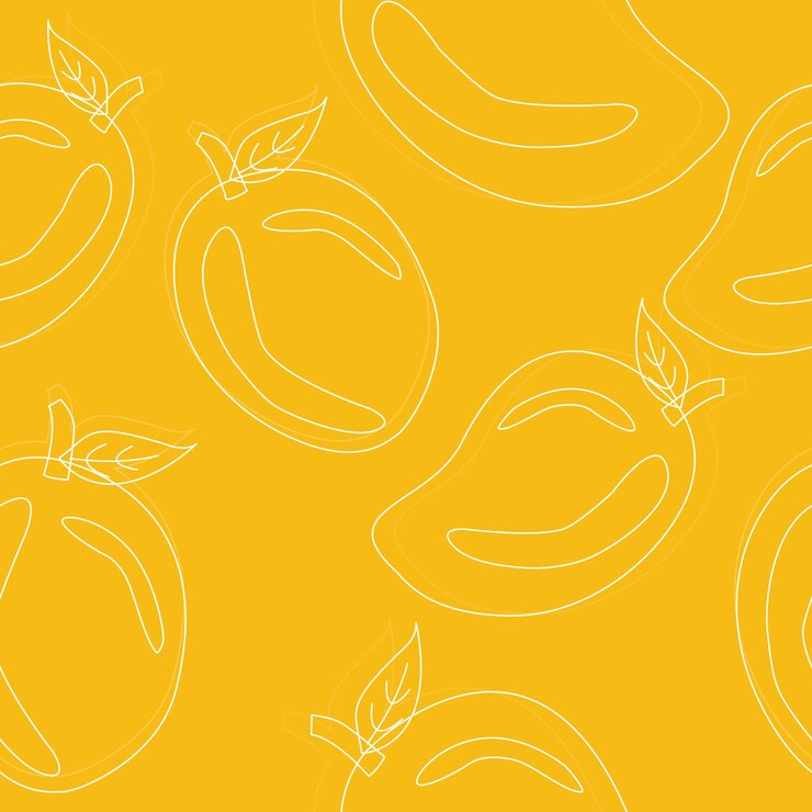 Patrón de fruta de mango vectorial sin costura dibujado a mano Diseño de clip art a nivel de embalaje del producto