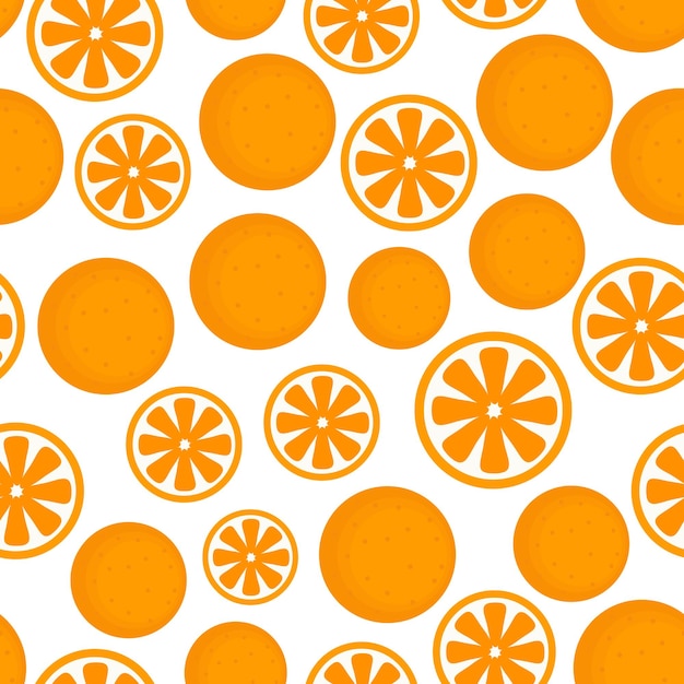 Patrón de fruta plana vectorial de naranja aleatoria sin costuras de alimentos orgánicos de temporada colorido sin costuras