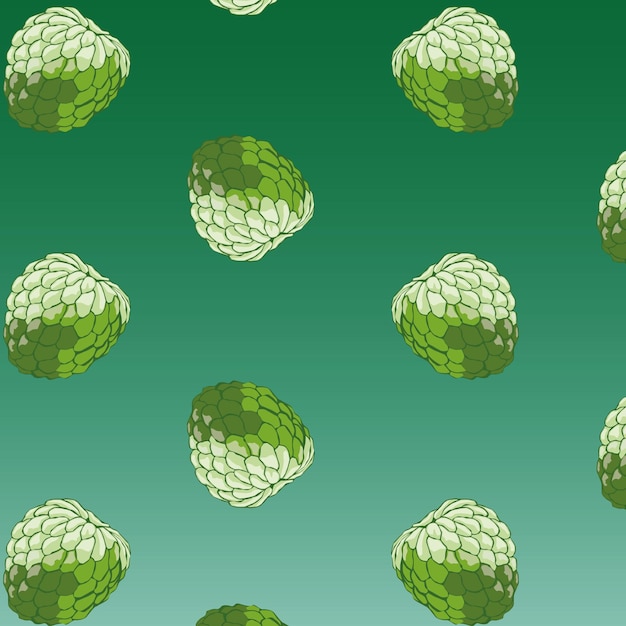 Vector un patrón de fruta verde con pepino sobre un fondo verde.