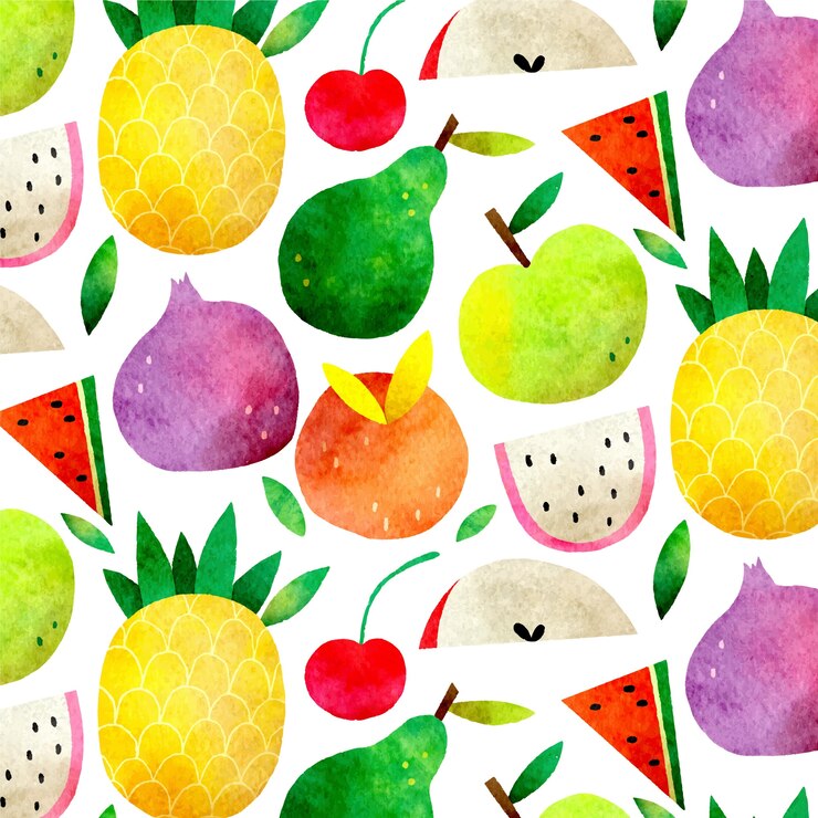 Patrón de frutas en acuarela