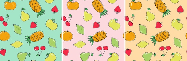 Vector patrón de frutas conjunto de frutas.