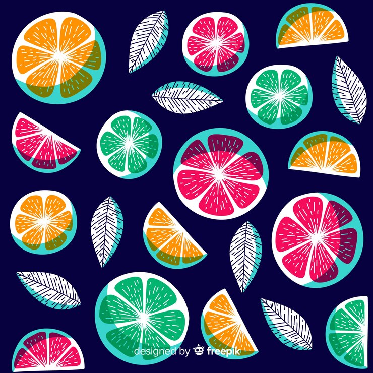 Vector patrón de frutas tropicales